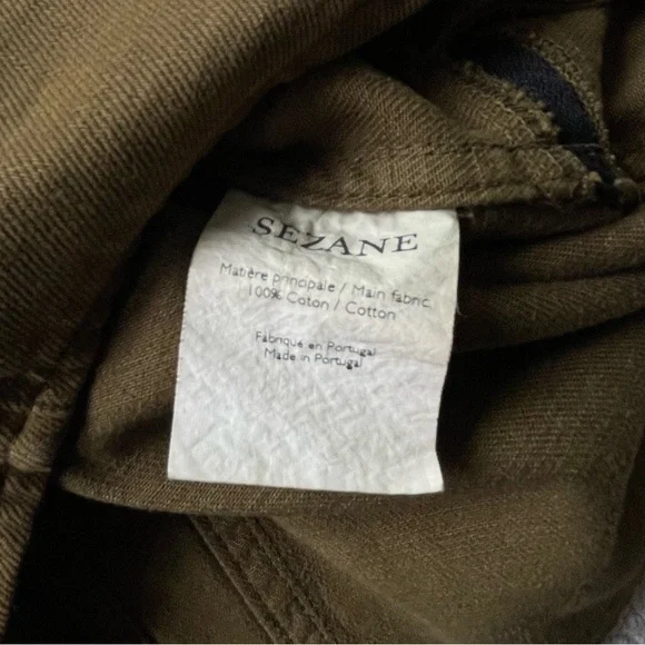 Sézane Tobacco Camel Olive Cotton Utility Jacket XS French Chore Shirt Parisian - Picture 7 of 10